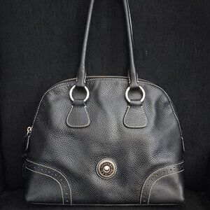 Dooney & Bourke Black Pebbled Leather Domed Satchel